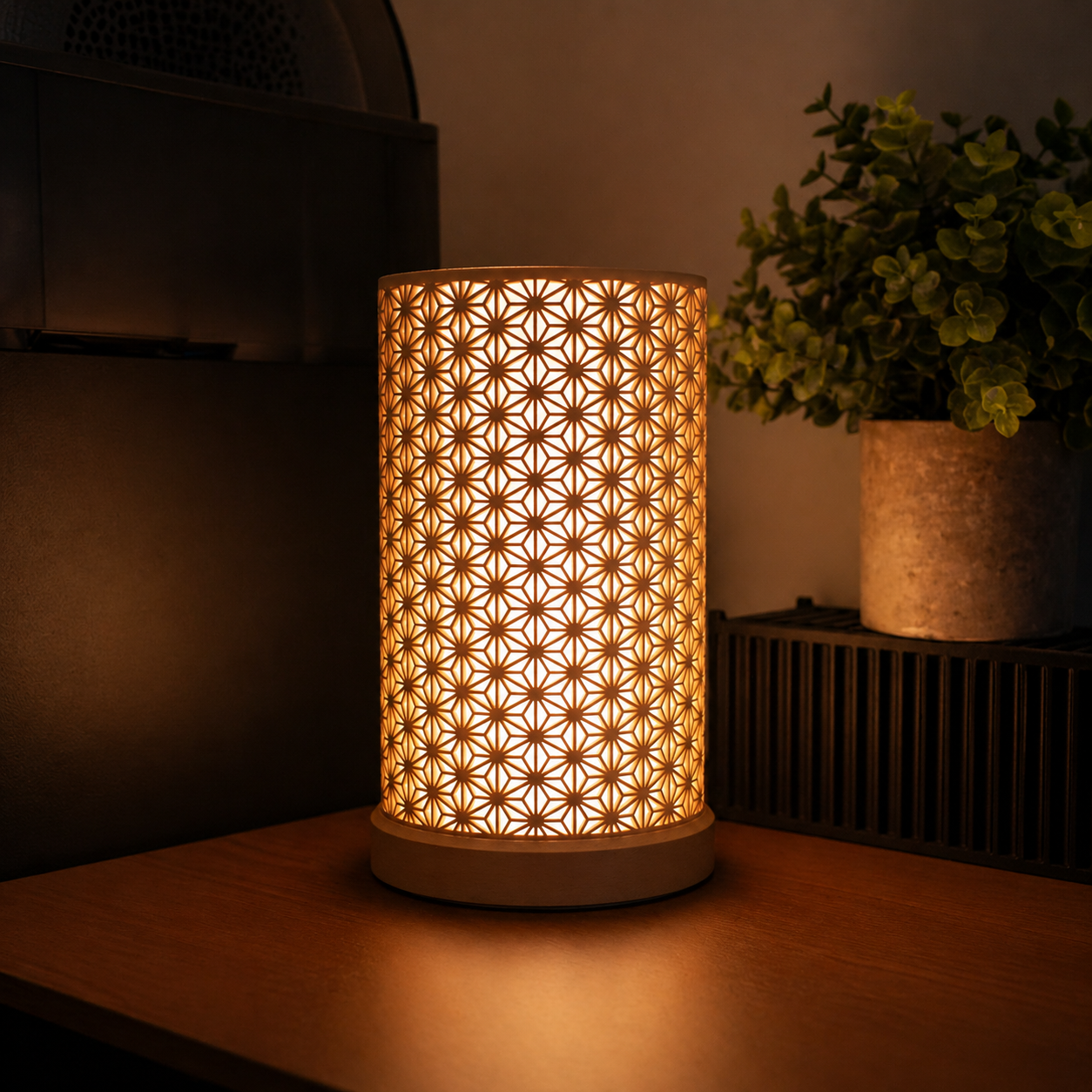 Kumiko Pattern LED Lamp – Ambient Wooden Glow