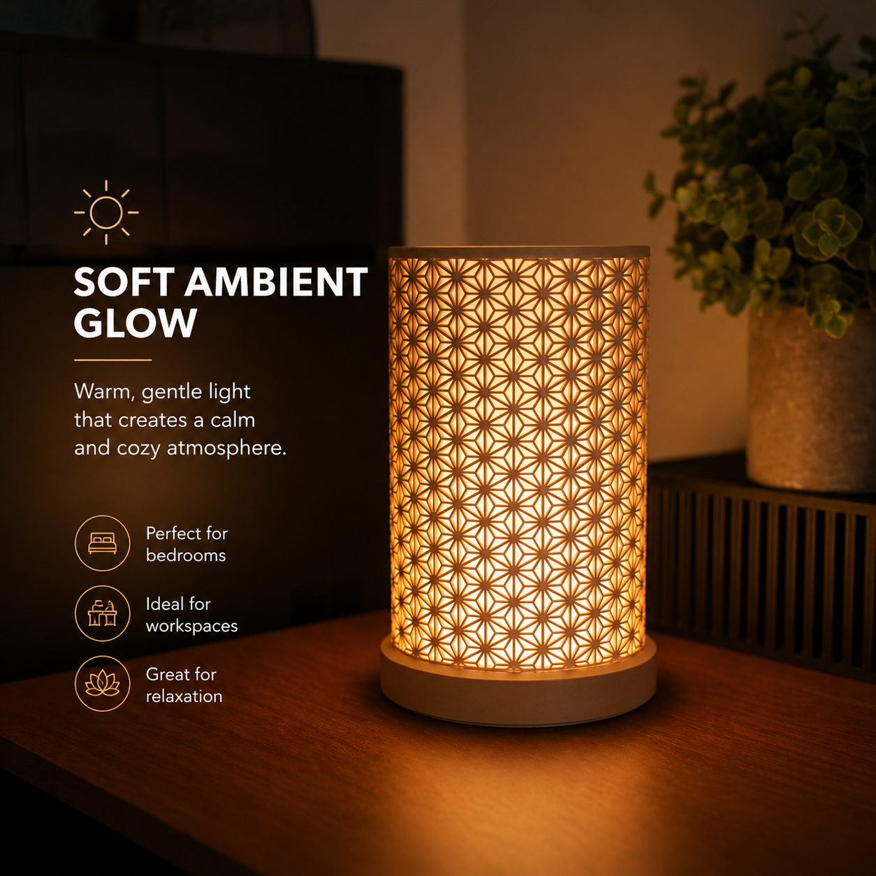 Kumiko Pattern LED Lamp – Ambient Wooden Glow